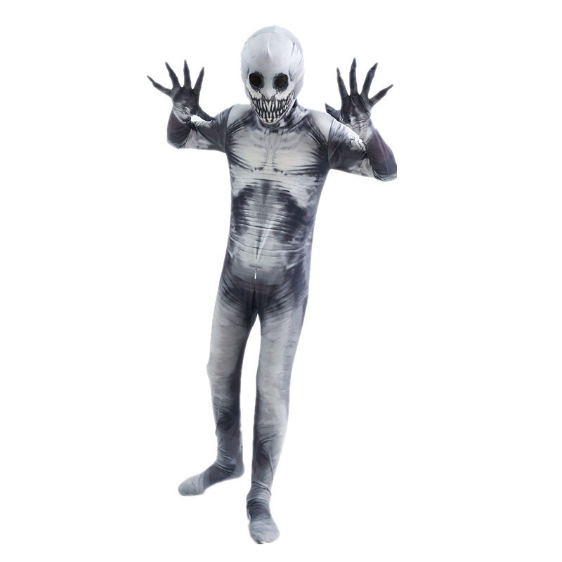 Children's extraterrestrial costume Halloween terrifying skull zombie devil jumpsuit Children's holiday cosplay costume