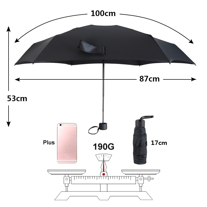 Super Light 190g Mini Pocket Women Small Windproof Folding Umbrellas Travel Compact Rain Men's Umbrella