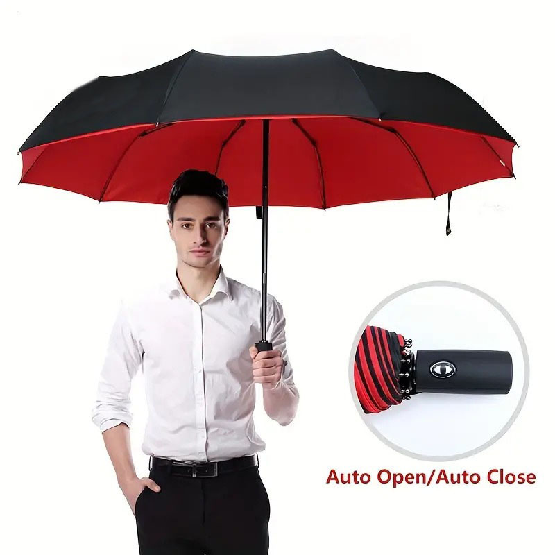 double-layer automatic 10-bone umbrella windproof sunscreen sunny and rain dual-purpose business folding umbrella