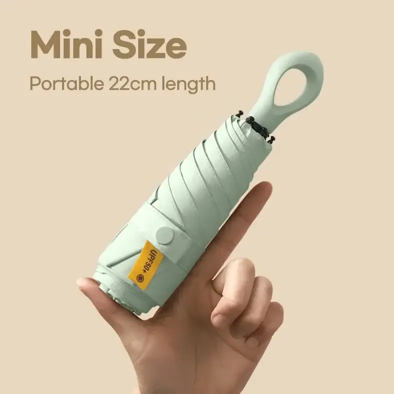 Creative Foldable Mini Umbrella for Girls Windproof Ring Handle Sun Umbrella UV Protection Pocket Parasol Umbrella for Women