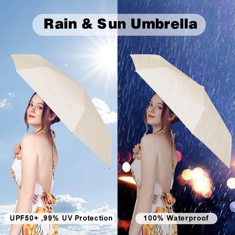 Mini Travel Sun Umbrella for Purse ,Small Compact UV Umbrella ,Lightweight Portable Parasol Umbrella Windproof for Women Men Kid