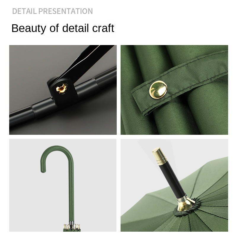 16 bone small fresh long handle automatic rain and sunshine umbrella female straight pole sunshade umbrella