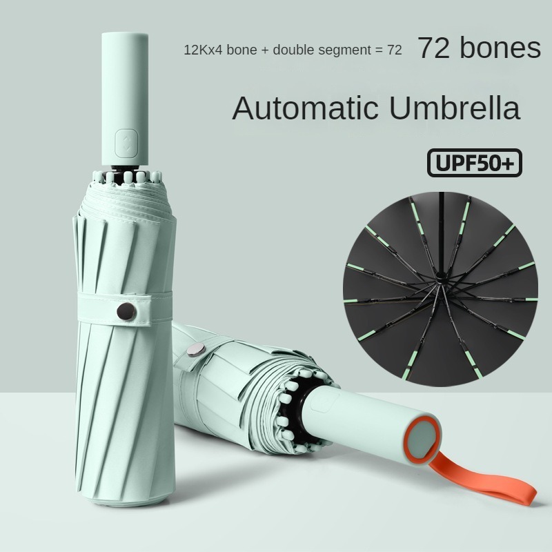 72 bone color contrast fully automatic sunny umbrella, large size, sun proof, sturdy, and wind resistant umbrella