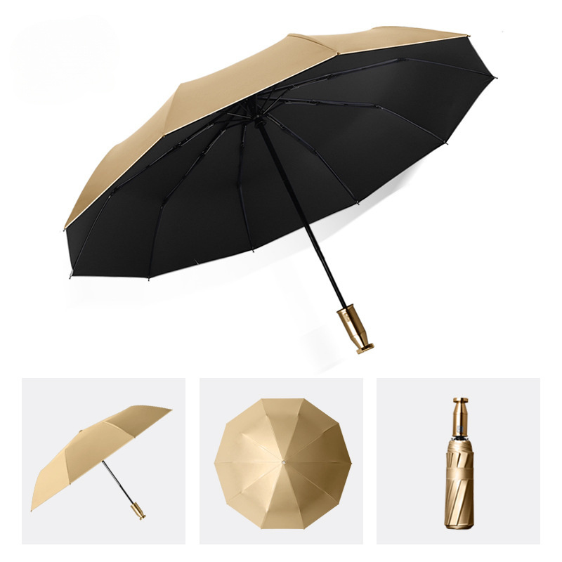 New Fully Automatic Titanium VIP Umbrella for Men's Business Large Folding Sun Umbrella for Two People Anti Storm Automatic