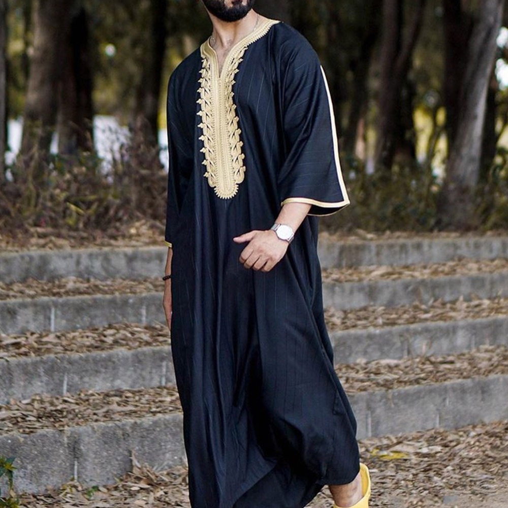 Abrab muslim Men Summer Modern Dubai Egyptian islamic clothing Arabic Abaya Thobe