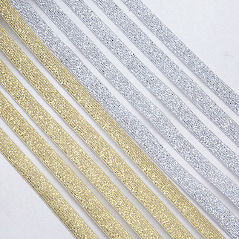 Gold Silver Elastic Band Glitter Mesh Stripe Elastic Rubber Band  Jacquard Elastic Web Band Webbing Garment Sewing Accessories