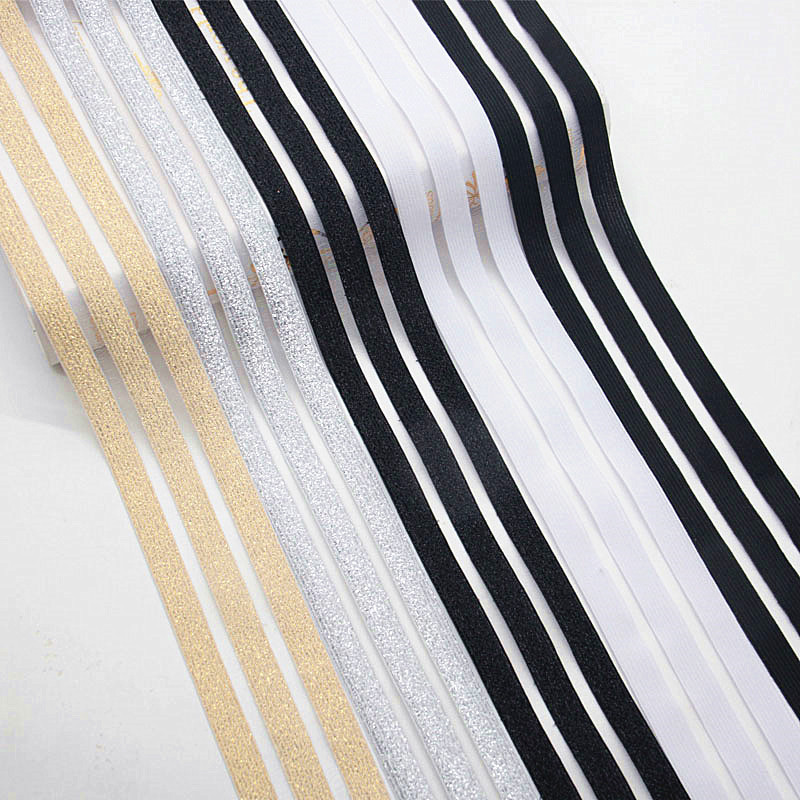 Gold Silver Elastic Band Glitter Mesh Stripe Elastic Rubber Band  Jacquard Elastic Web Band Webbing Garment Sewing Accessories