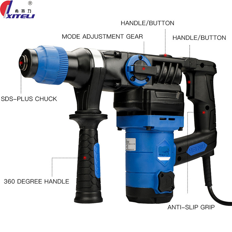 High Power Electric Hammer Three-purpose Impact Drill 360 Degrees Rotary Handle Concrete Demolition Tool