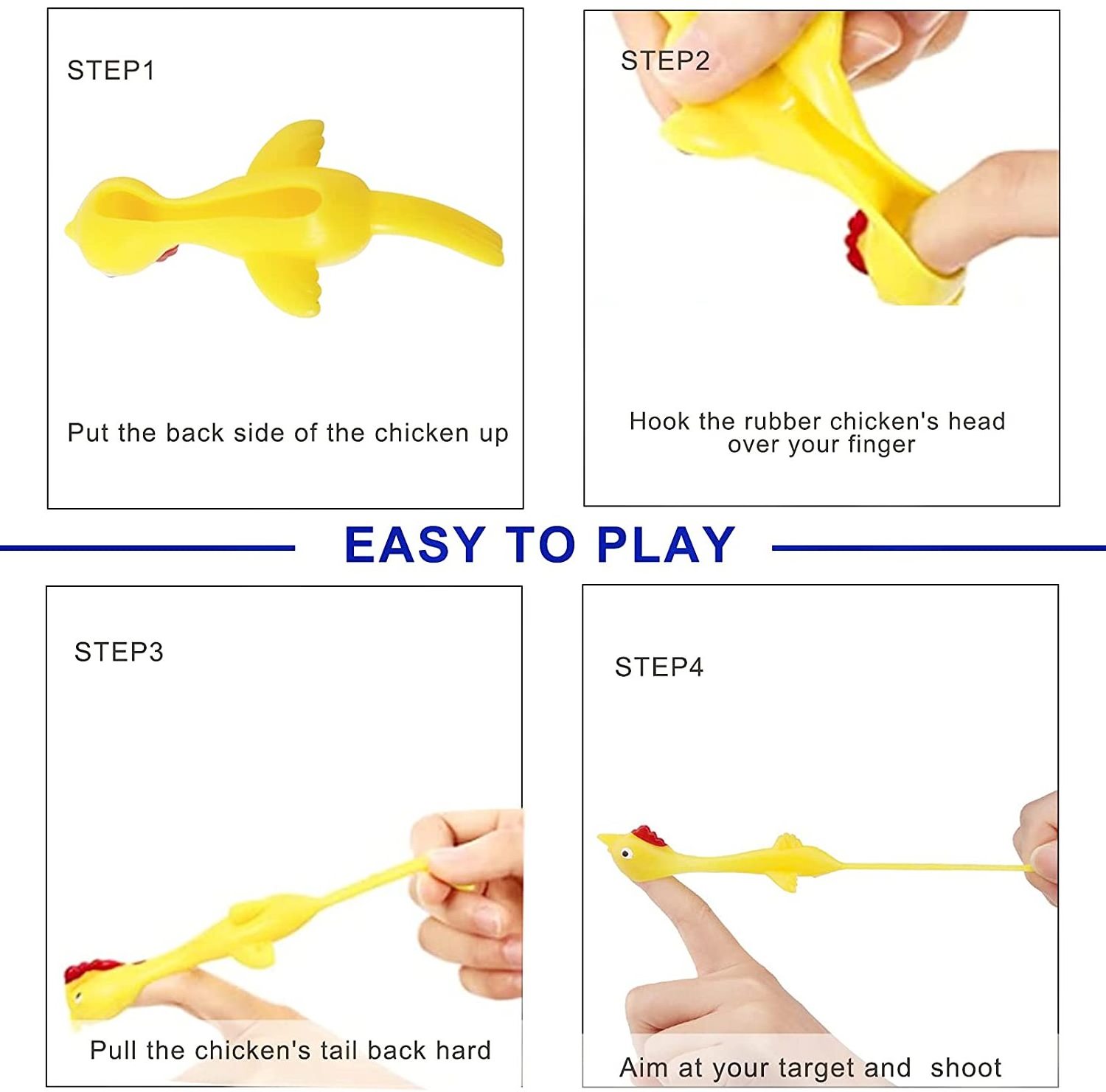 Hot Sale Slingshot Chicken Flick Chicken Flying Toys Sticky Funny Rubber Chickens