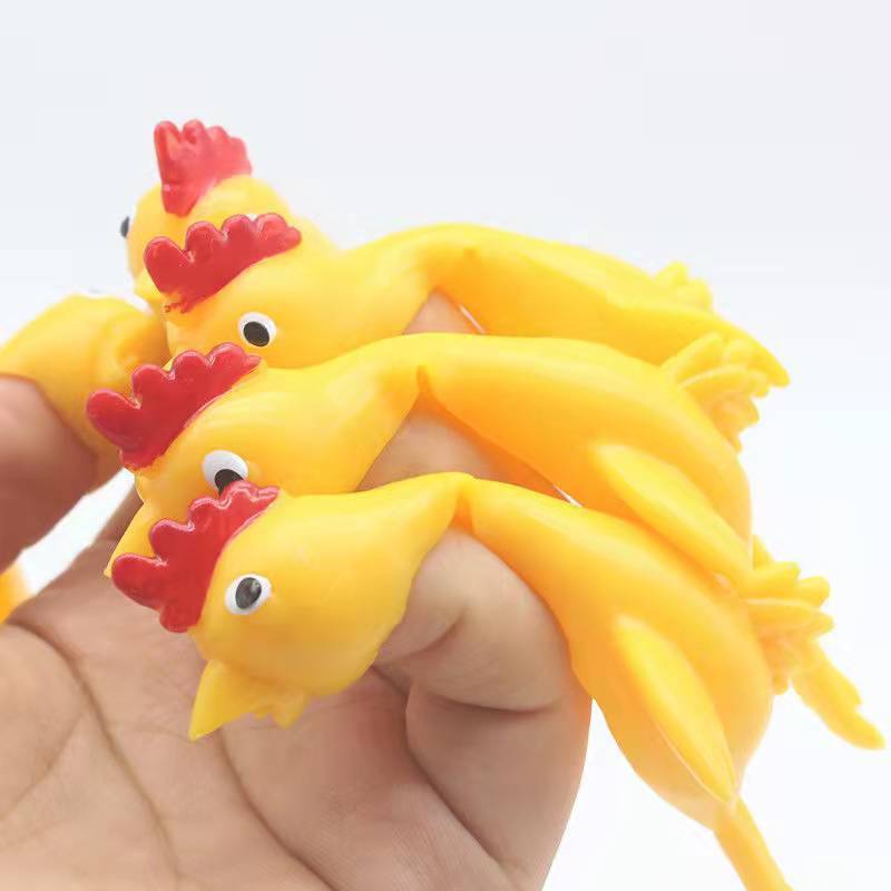 Hot Sale Fingertip ejection Funny Slingshot Launch Chicken Decompression Toys Flying Flick TPR Rubber Turkey Chicken