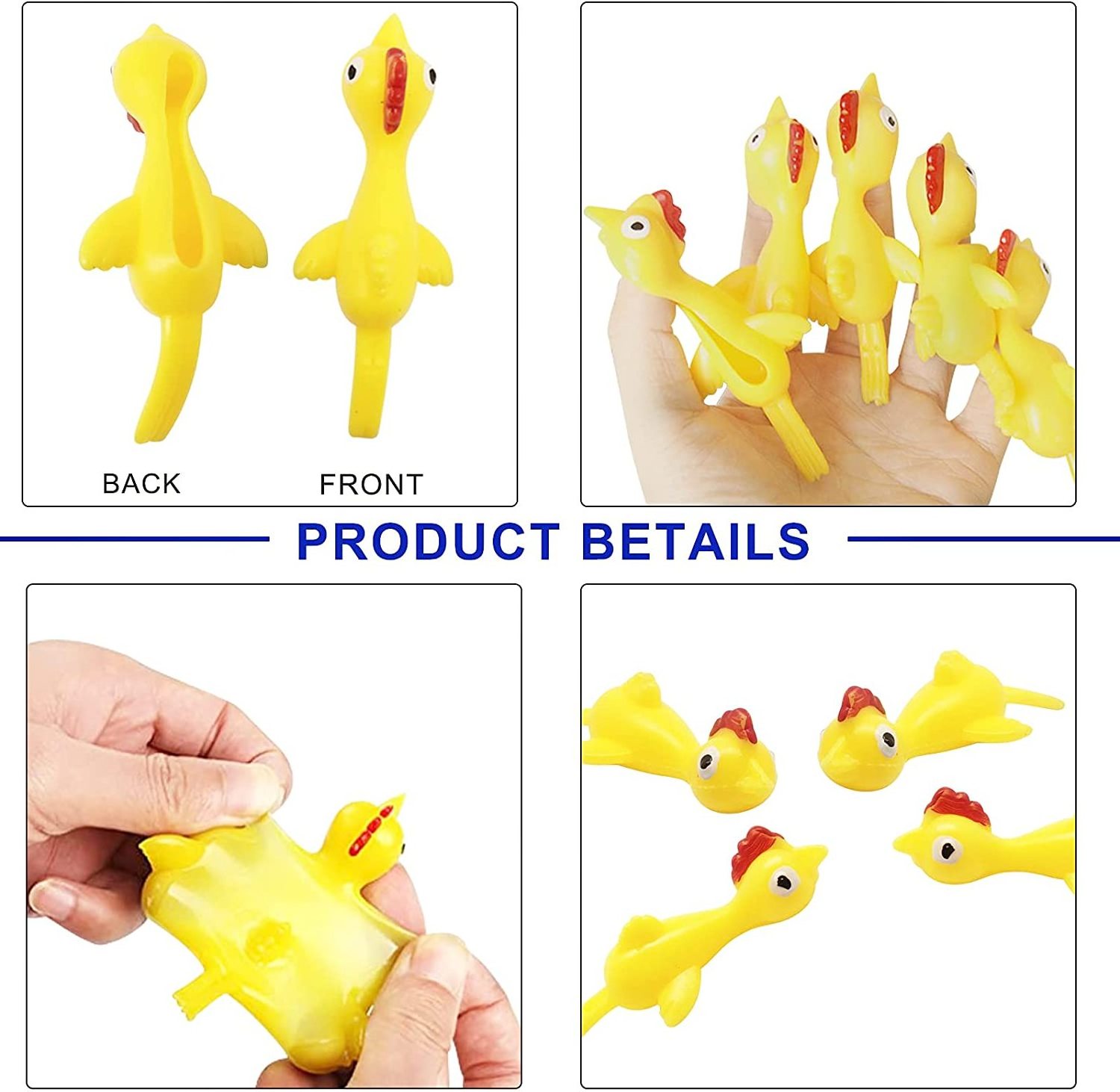 Hot Sale Slingshot Chicken Flick Chicken Flying Toys Sticky Funny Rubber Chickens