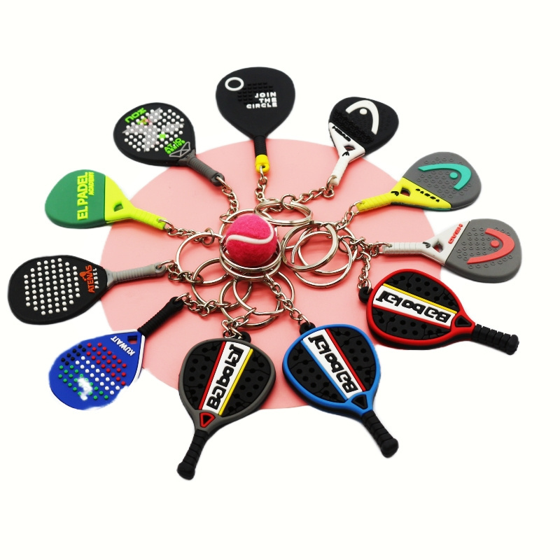 Wsnbwye Sport Creative Metal Mini Tennis Racket Keychain Anime DIY paddle racket rubber  Key Chain