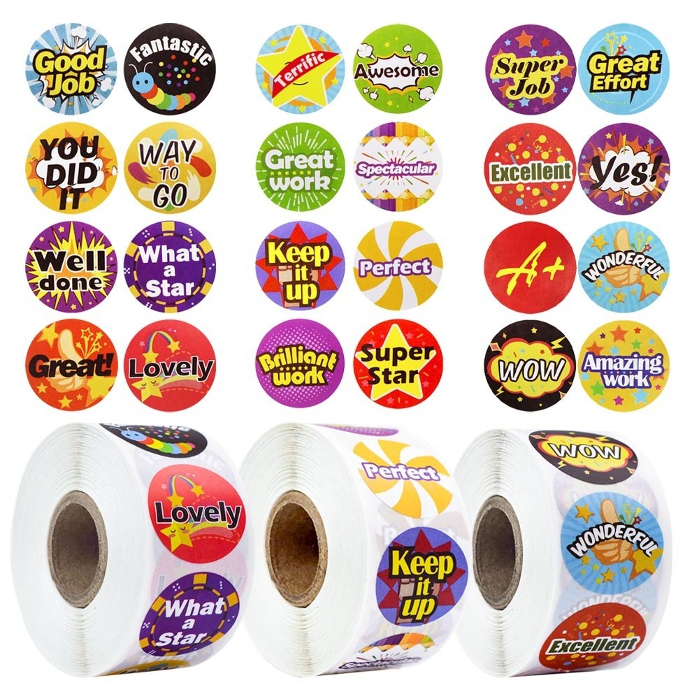 500 Stickers/roll kindergarten school children incentive sticker Office stationery decorative label Teacher Motivational Sticker