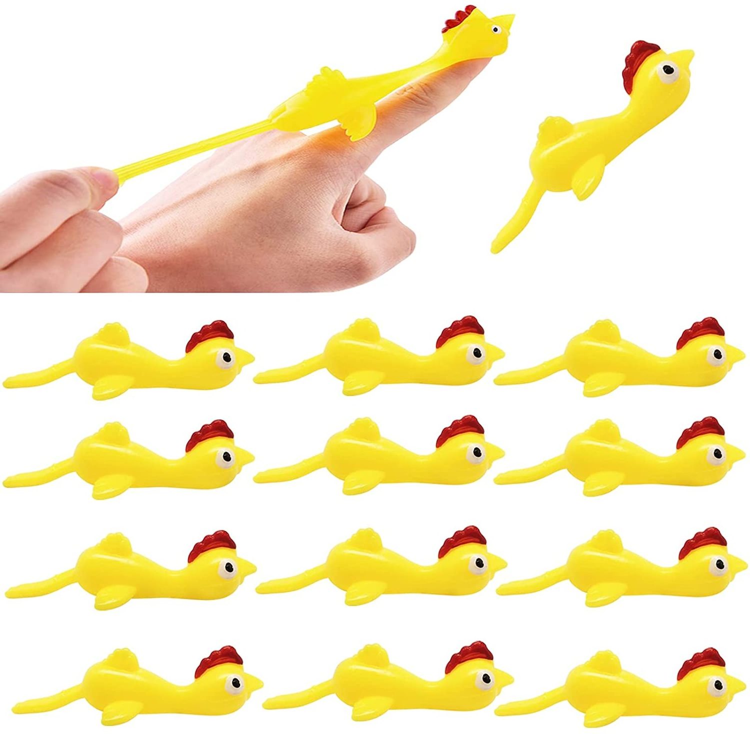 Hot Sale Slingshot Chicken Flick Chicken Flying Toys Sticky Funny Rubber Chickens