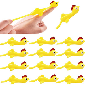 Hot Sale Slingshot Chicken Flick Chicken Flying Toys Sticky Funny Rubber Chickens