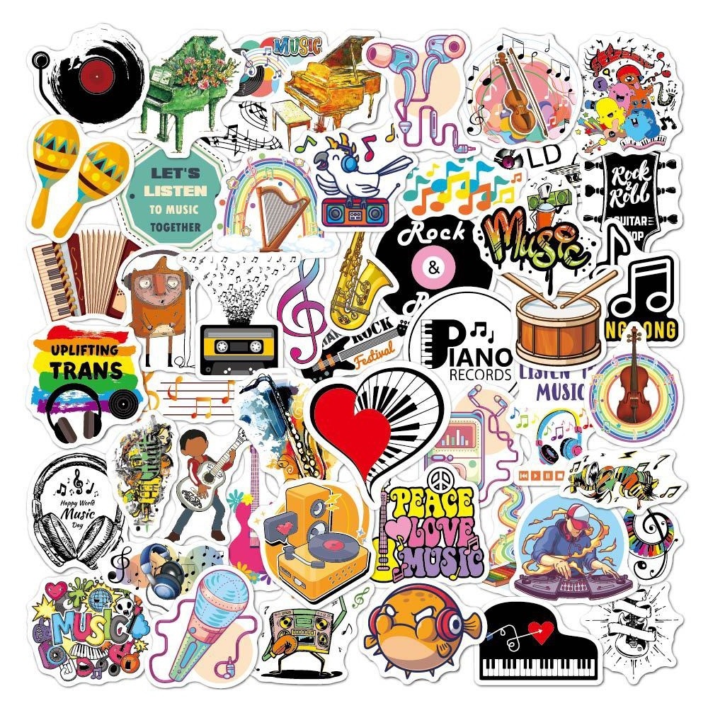 Cartoon 50pcs Fashion Cool Border Rock Band waterproof personalized Stickers  vinyl guitar decal Phone Decorative Music Sticker