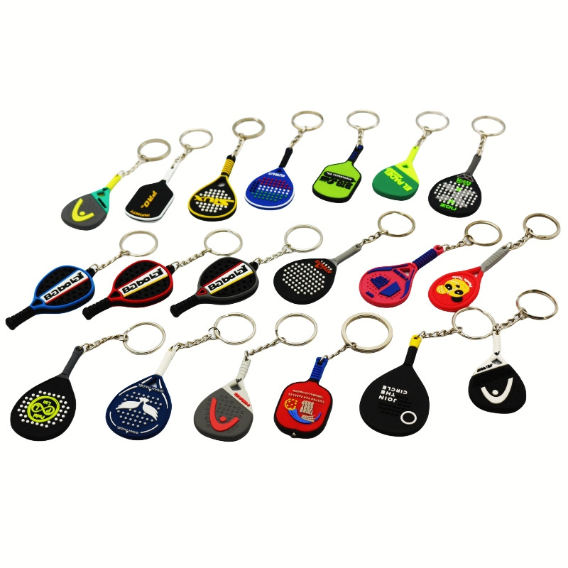 Wsnbwye Sport Creative Metal Mini Tennis Racket Keychain Anime DIY paddle racket rubber  Key Chain