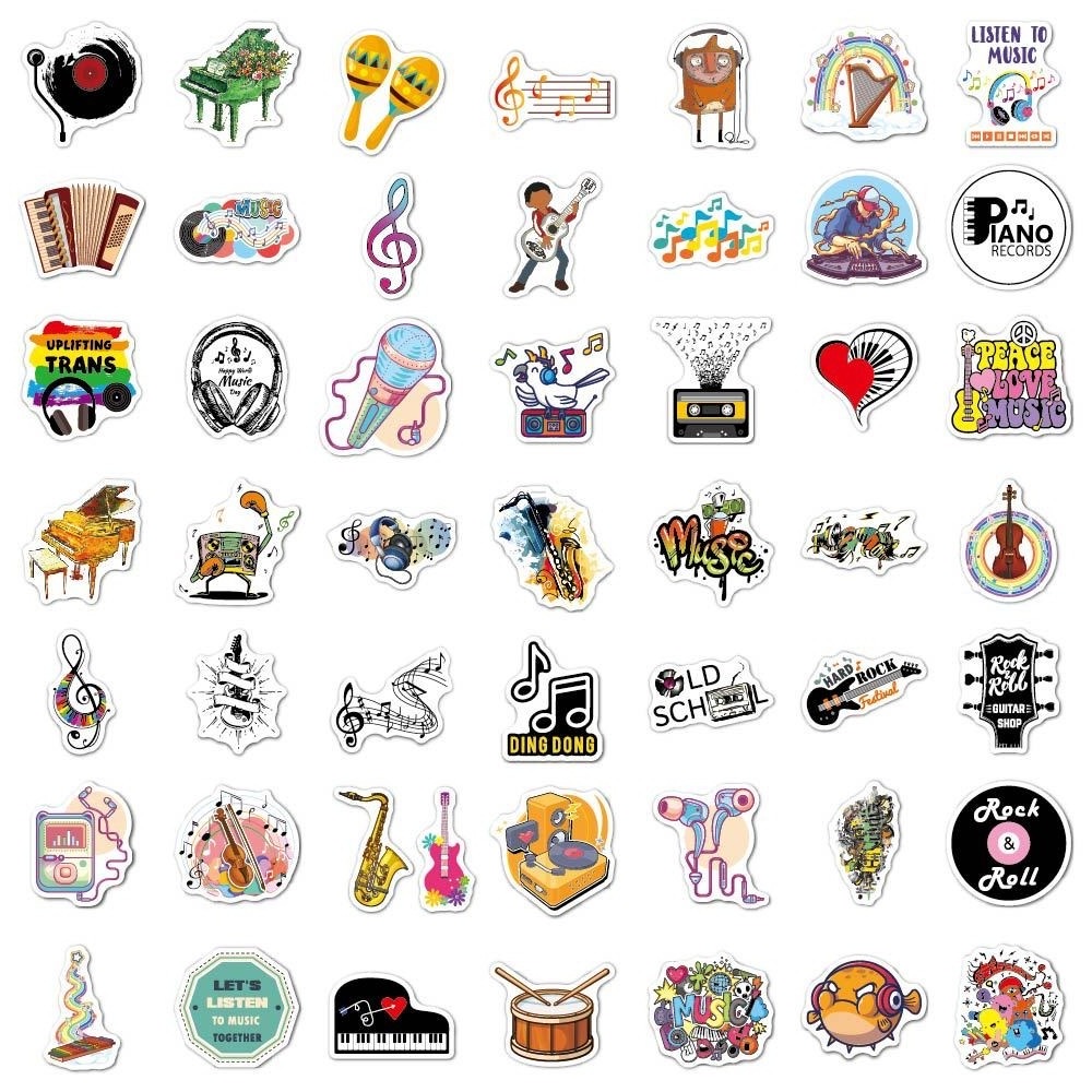 Cartoon 50pcs Fashion Cool Border Rock Band waterproof personalized Stickers  vinyl guitar decal Phone Decorative Music Sticker