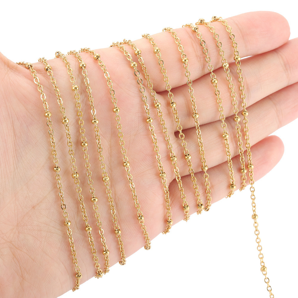 10m /roll Making Chains Stainless Steel Spacer Bead Chains Loose Gold Plated Chain Roll For Jewelry Making