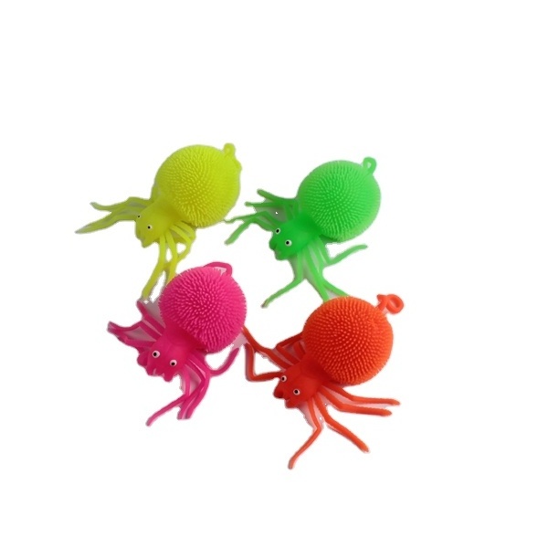 Stress Relief Animal Puffer Ball Toys Soft TPR Anti Stress Toy Lovely Kids Toy Spider Flashing Puffer Ball