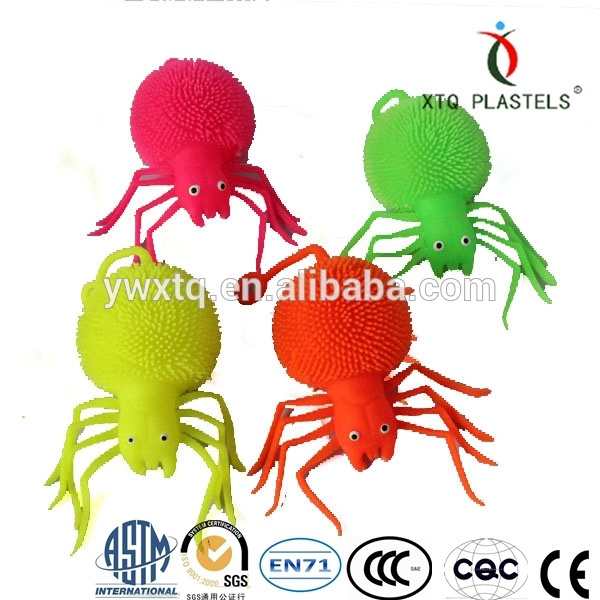 Stress Relief Animal Puffer Ball Toys Soft TPR Anti Stress Toy Lovely Kids Toy Spider Flashing Puffer Ball