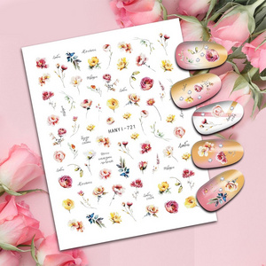 TSZS 2024 High Quality Spring Flower Nail Stickers Self-adhesive 3D Rose Daisy Lavender Maple Leaf Nail Decals