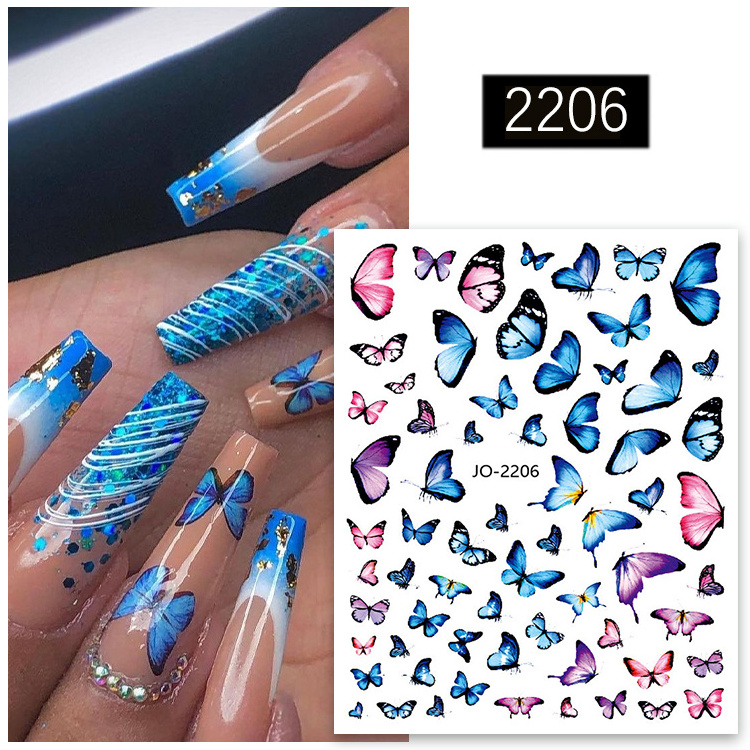 2024 TSZS New Arrival Colorful Butterfly Nail Decals Spring Summer Blue Pink Yellow Butterfly 3D Nail Art Stickers