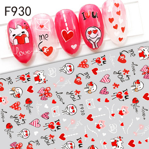 TSZS Love Rose Heart Red Pink Valentine's Day 3D Nail Art Stickers Romantic Flower Kiss Design Nail Decals