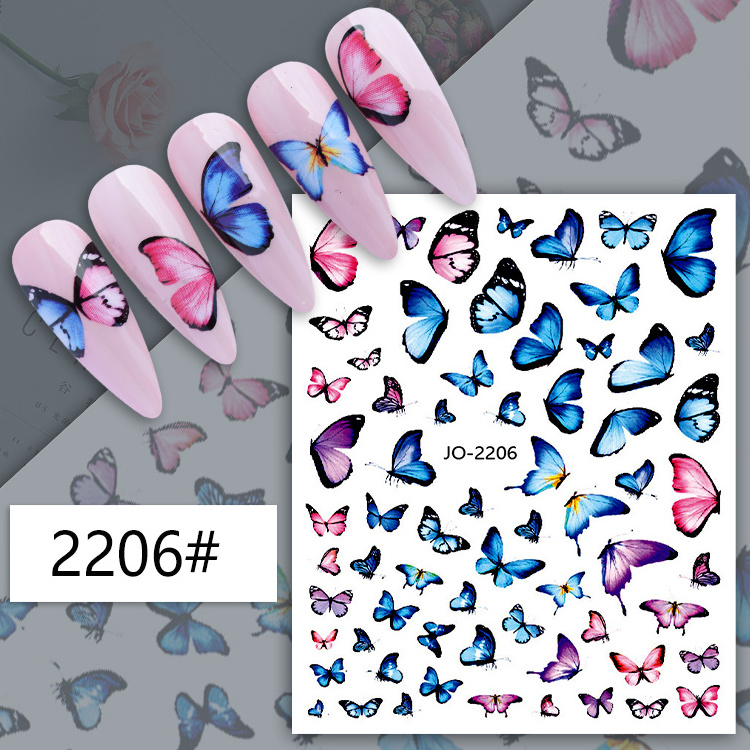 2024 TSZS New Arrival Colorful Butterfly Nail Decals Spring Summer Blue Pink Yellow Butterfly 3D Nail Art Stickers