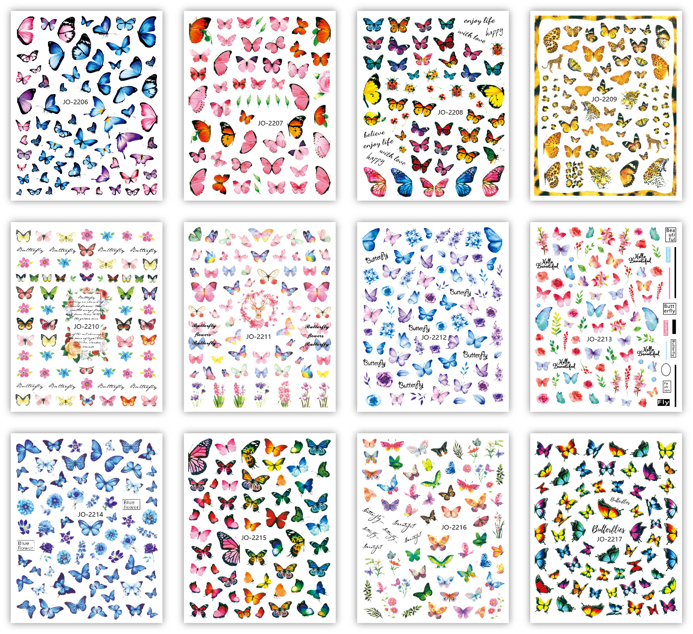 2024 TSZS New Arrival Colorful Butterfly Nail Decals Spring Summer Blue Pink Yellow Butterfly 3D Nail Art Stickers