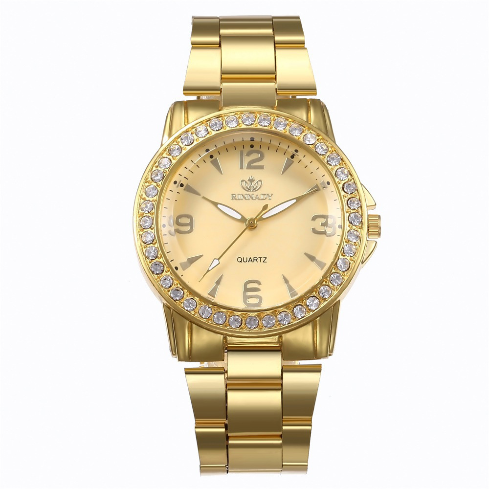 TW113 Stainless Steel Women Watch Gold Belt Diamond Inlay Simple Business Quartz Hand Watches