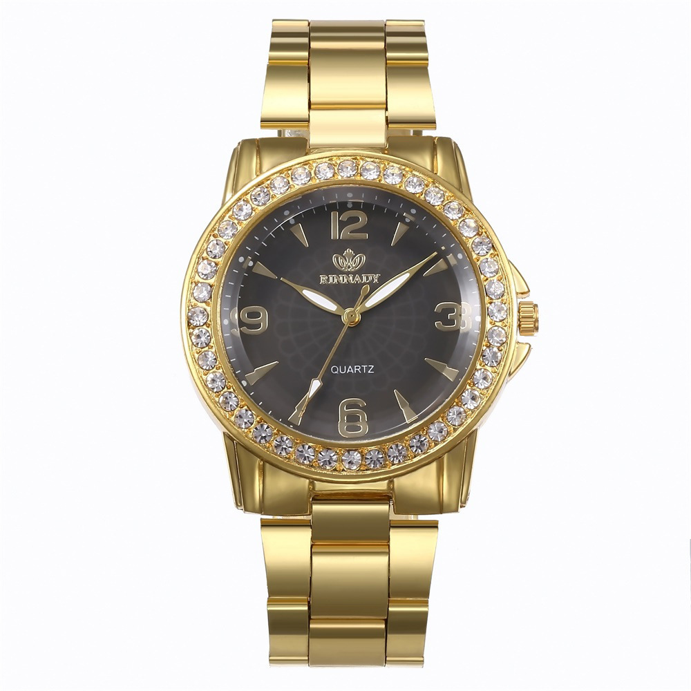 TW113 Stainless Steel Women Watch Gold Belt Diamond Inlay Simple Business Quartz Hand Watches