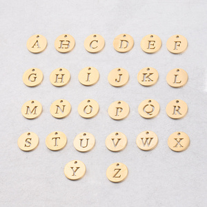 Stainless Steel 12mm Round Cut Out Alphabet Charms DIY Initials From A-Z letter Pendant Charms For Jewelry Making Accessories