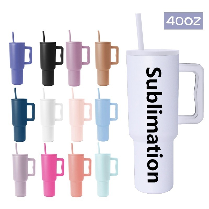 40oz Double Wall Vacuum Insulated Tumbler Cups Stainless Steel Coffee/Tea/ Beer Tumbler In Bulk With handle And Straw