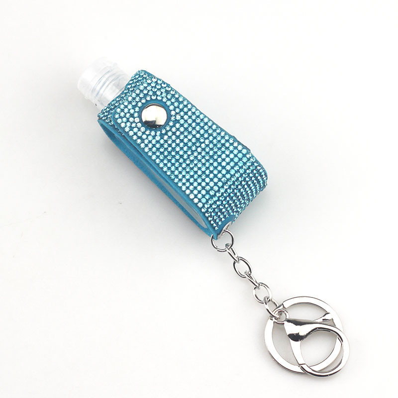 Leather diamond rhinestone sanitizer keychain 30ML Size Hand Sanitizer Bottle Holder Wristlet Keychain