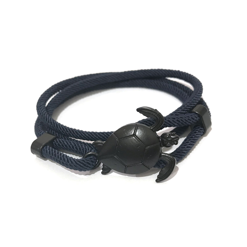 Hand Braided Sea Turtle Viking Bracelet Charms Dark blue Rope For Men Women Beach Wristband Adjustable Jewelry Homme