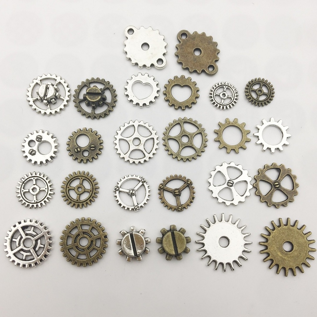 Mixed Steampunk Gears Cogs Charms Pendant DIY Antique Metal Beads for Bracelets Crafts Jewelry Making Components