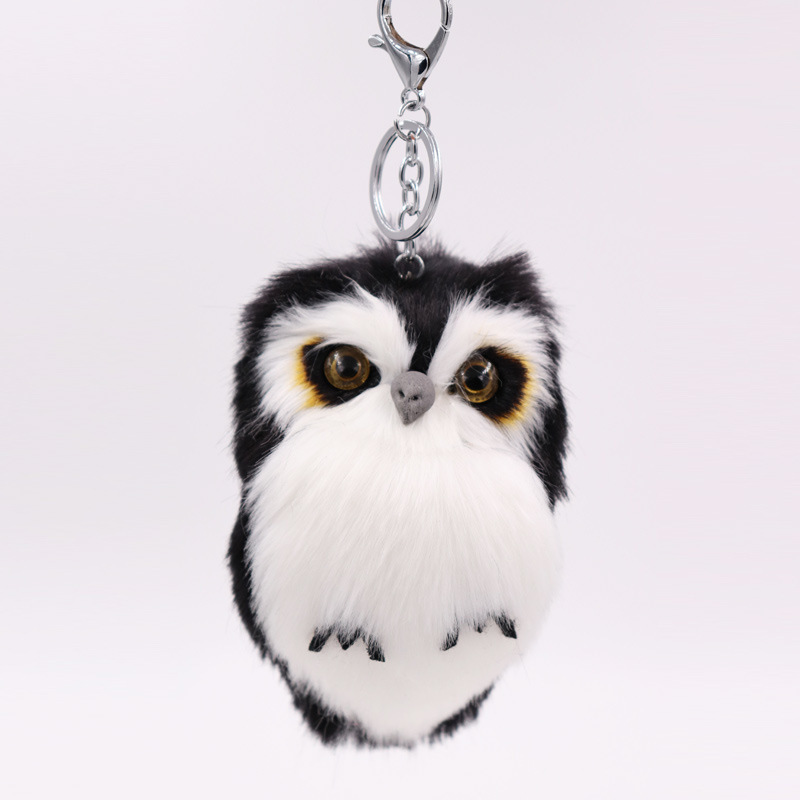 Lovely Owl Design fox Fur Ball pompom Keychains beautiful keyring for bags Owl Pom Poms keychain