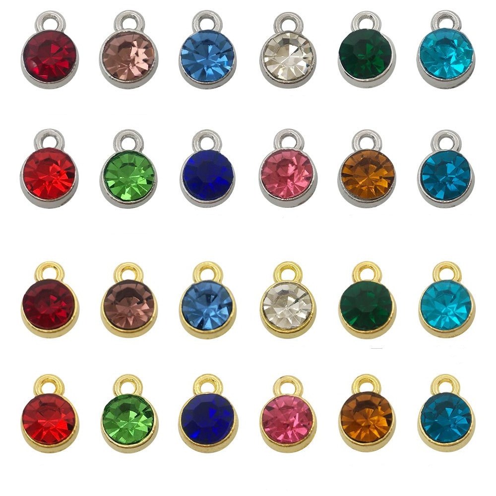 Charms Birthstone Birth Stone 10x7mm Pendants DIY Handmade Making Findings Gold Silver Color Crystal For Necklace Bracelet