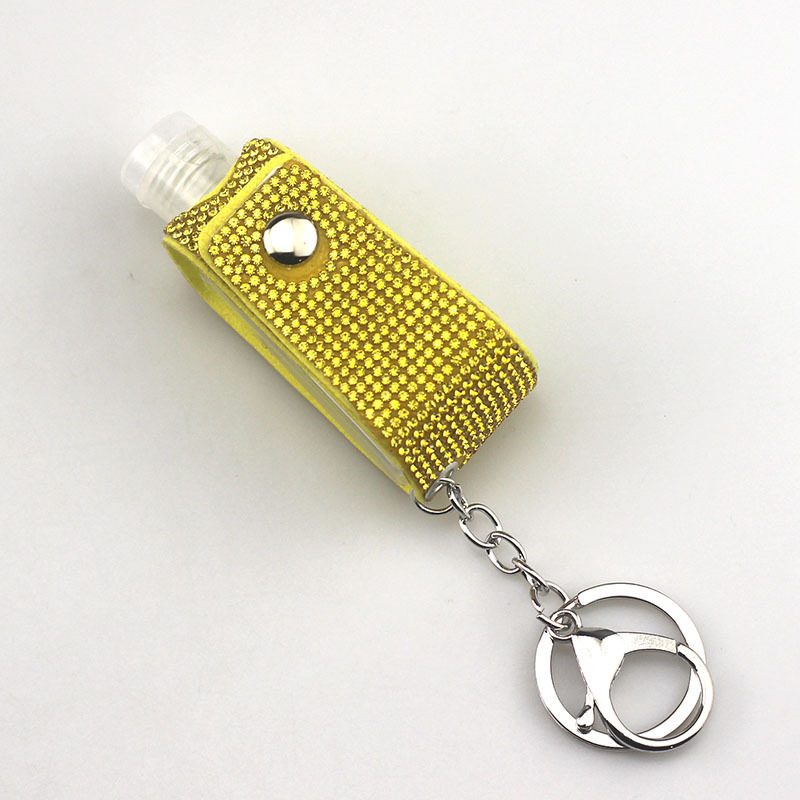 Leather diamond rhinestone sanitizer keychain 30ML Size Hand Sanitizer Bottle Holder Wristlet Keychain