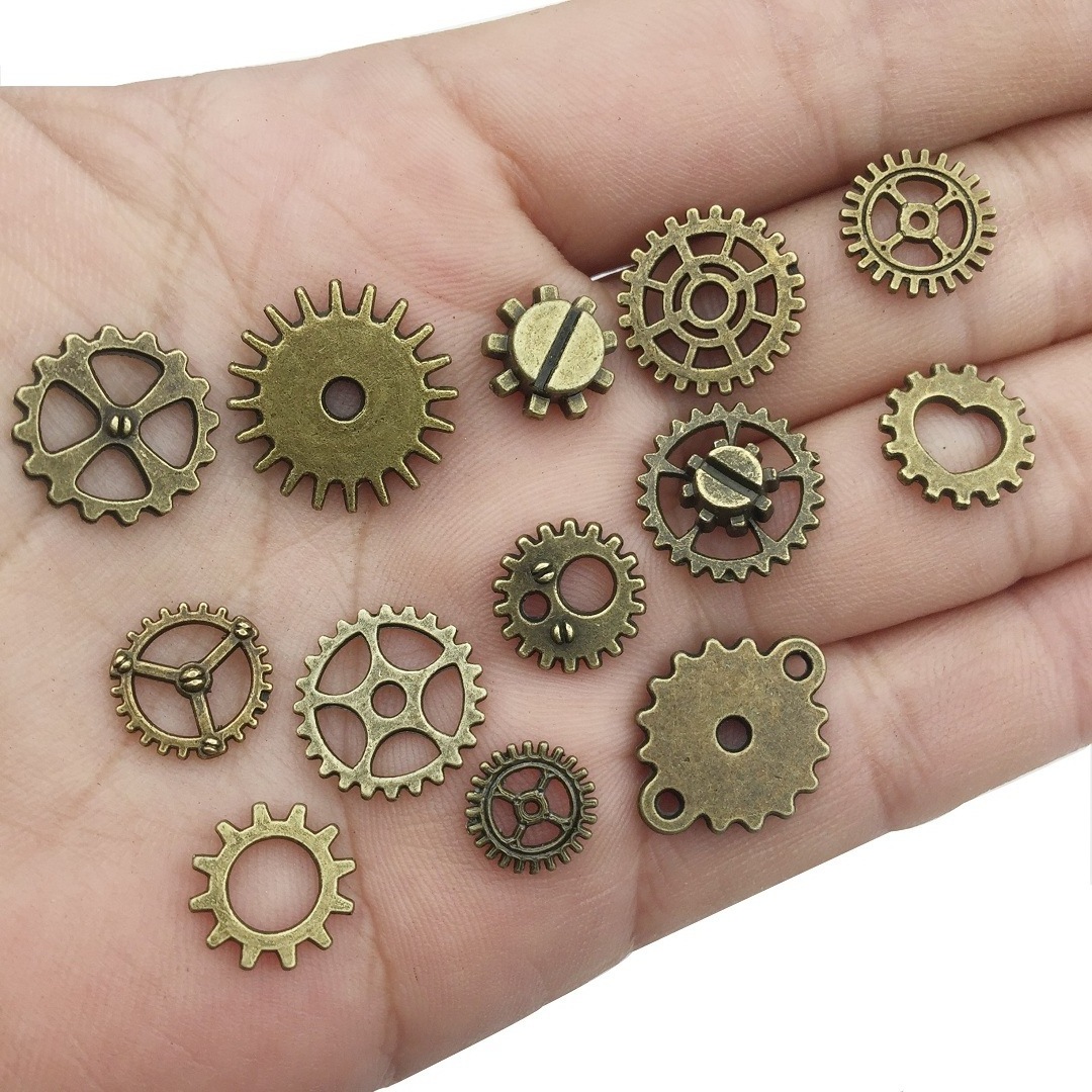 Mixed Steampunk Gears Cogs Charms Pendant DIY Antique Metal Beads for Bracelets Crafts Jewelry Making Components