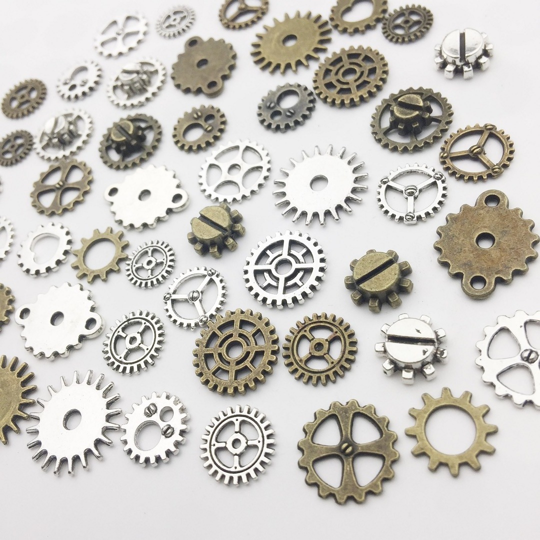 Mixed Steampunk Gears Cogs Charms Pendant DIY Antique Metal Beads for Bracelets Crafts Jewelry Making Components