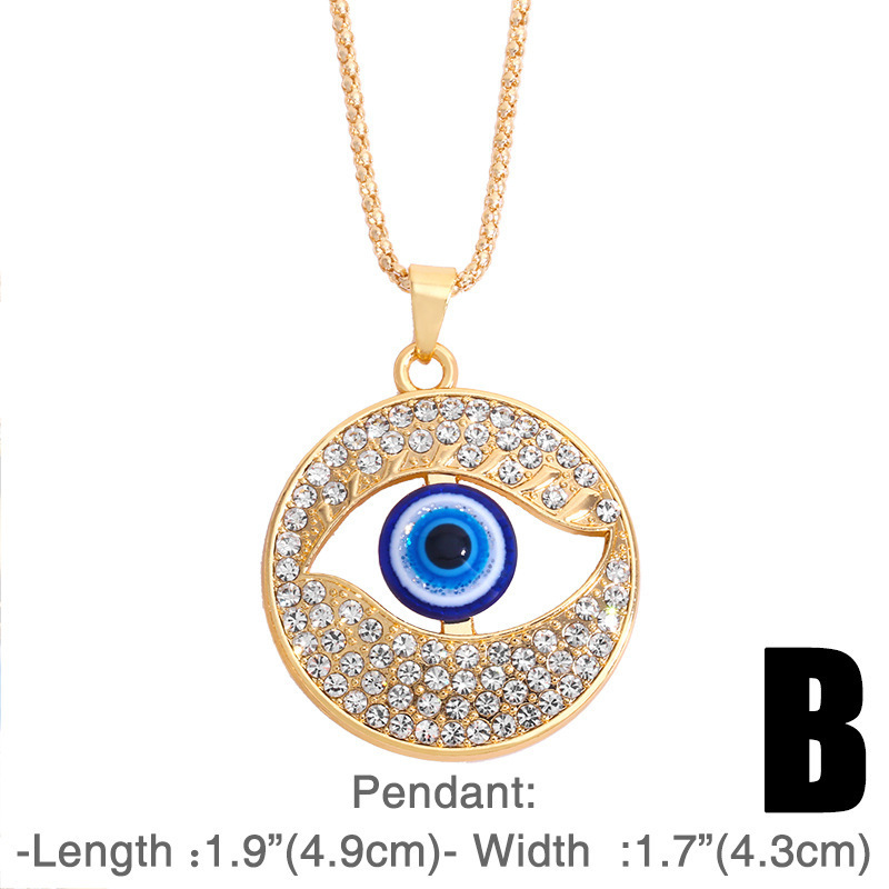 New Big Demon Eye Pendant Necklace Crystal Round Greek Turkish Eye Necklace Protection Jewelry Accessories For Women