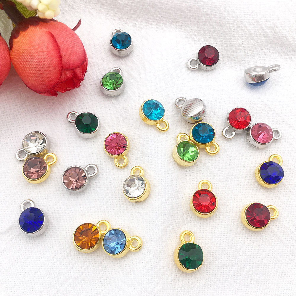 Charms Birthstone Birth Stone 10x7mm Pendants DIY Handmade Making Findings Gold Silver Color Crystal For Necklace Bracelet