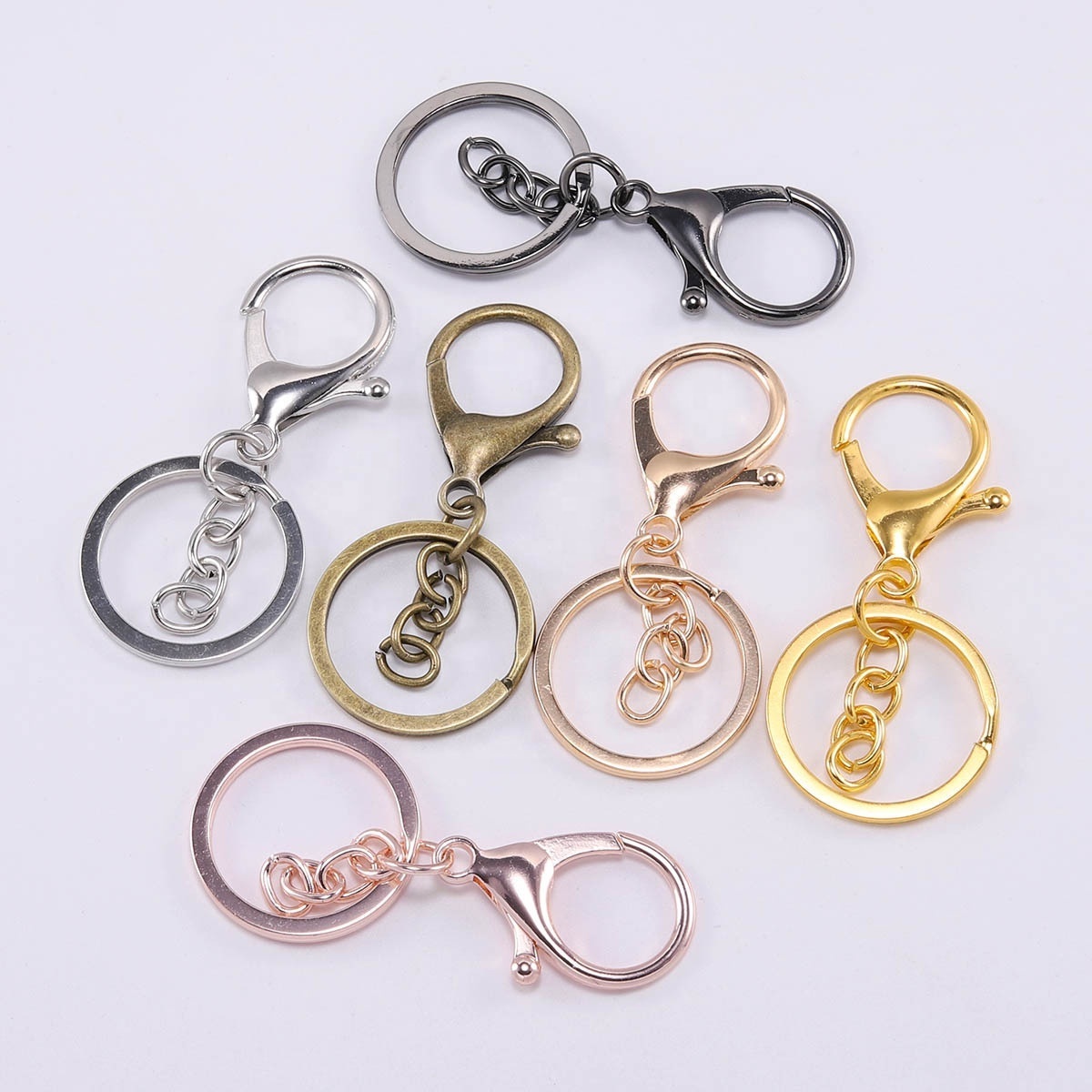 Hot Sale Gold Nickel Plating Key Chain Metal Keychain Split Key Ring With Chain Diy Hardware Accessories