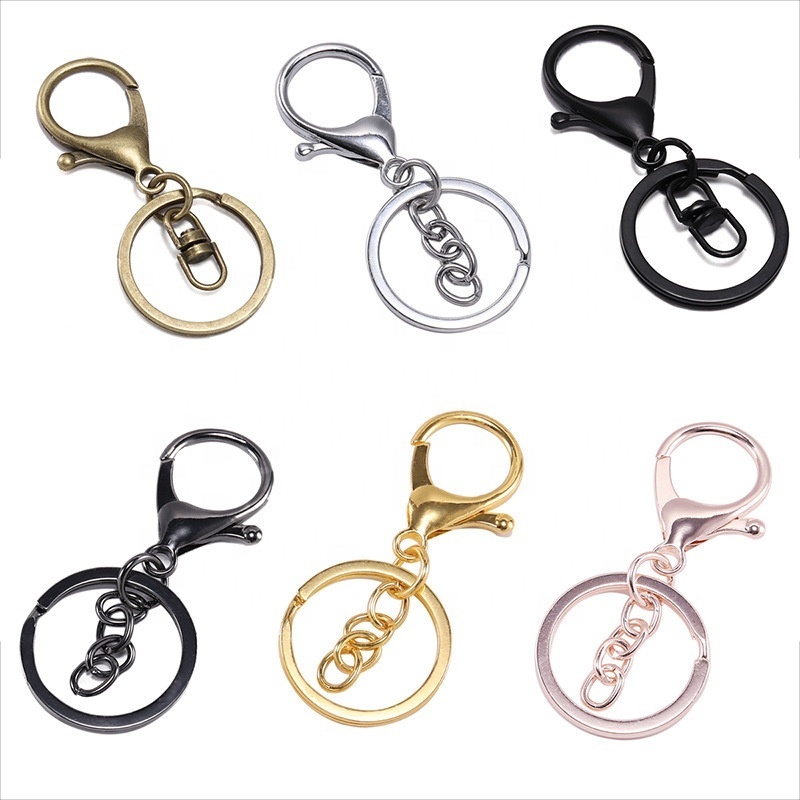 Hot Sale Gold Nickel Plating Key Chain Metal Keychain Split Key Ring With Chain Diy Hardware Accessories