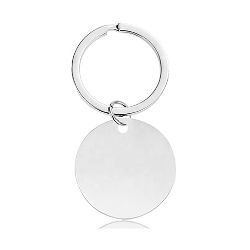 Customize Logo Keychain Laser Engraved Qr Code Round Plain Stainless Steel Epoxy Key Holder Sublimation Metal Custom KeyChain