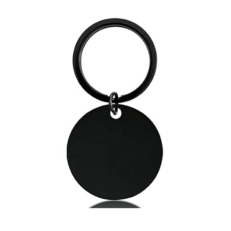 Customize Logo Keychain Laser Engraved Qr Code Round Plain Stainless Steel Epoxy Key Holder Sublimation Metal Custom KeyChain