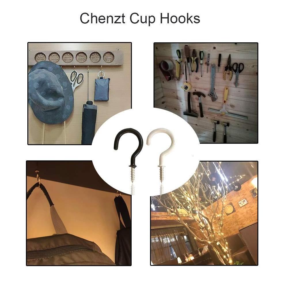 Vinyl Coated Ceiling Hooks -Multipurpose Screw Hooks for Hanging Plants, Cups, Utensils, Lights, Indoor and Outdoor Stuff Hooks