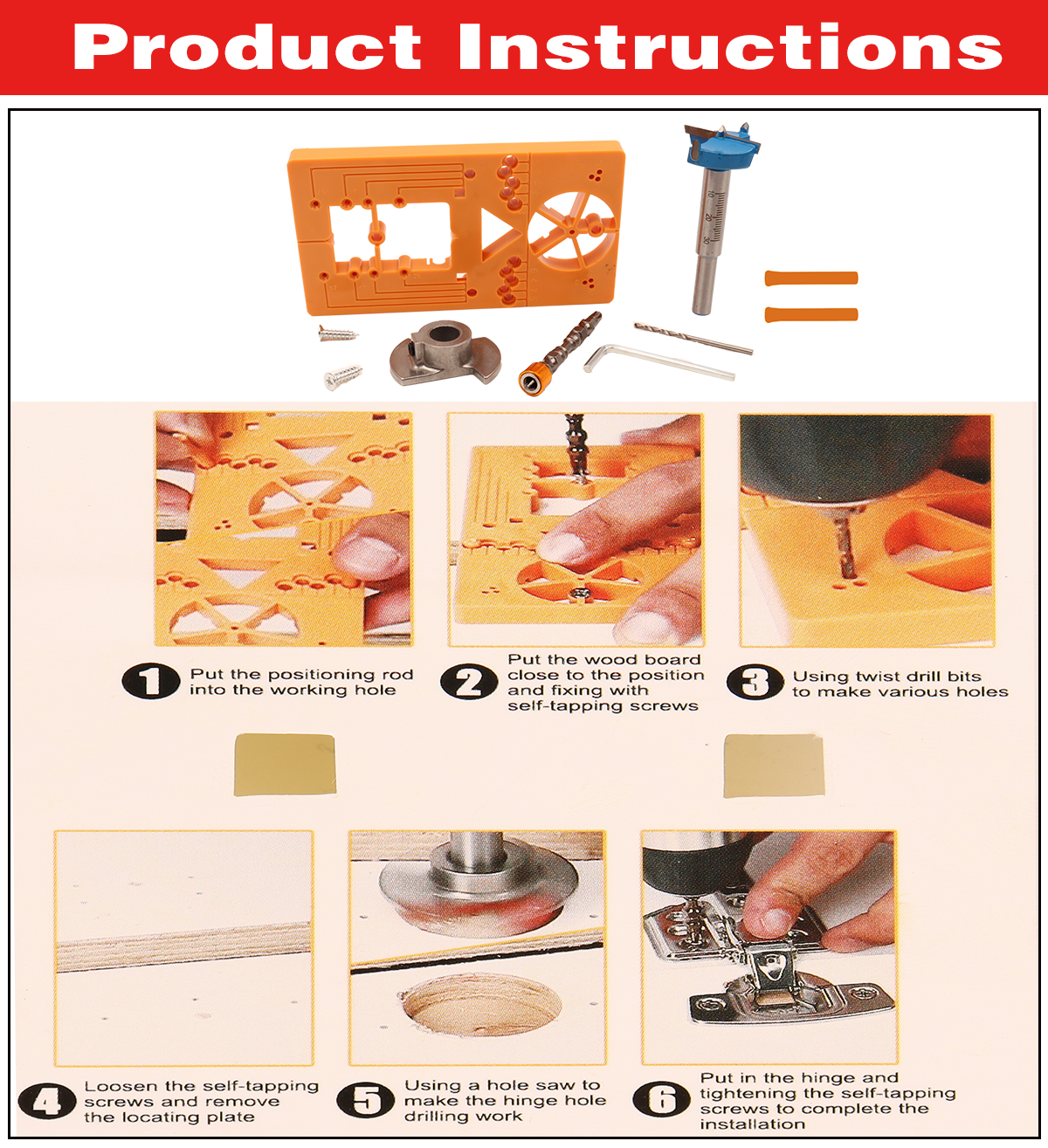 Hinge hole drilling guide 35mm hinge mounting fixture door cabinet locator carpentry tool punching tool accessories